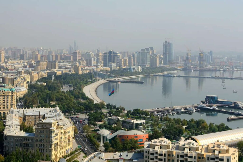 Baku city view Caspian Sea