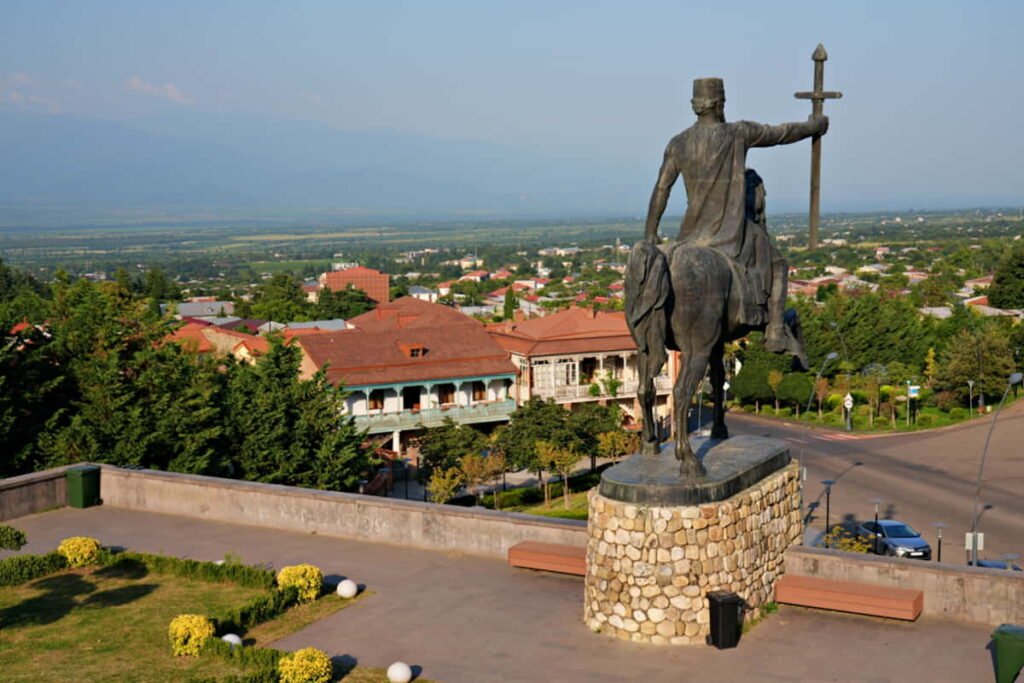 Telavi city view in Kakheti Georgia with panoramic landscape