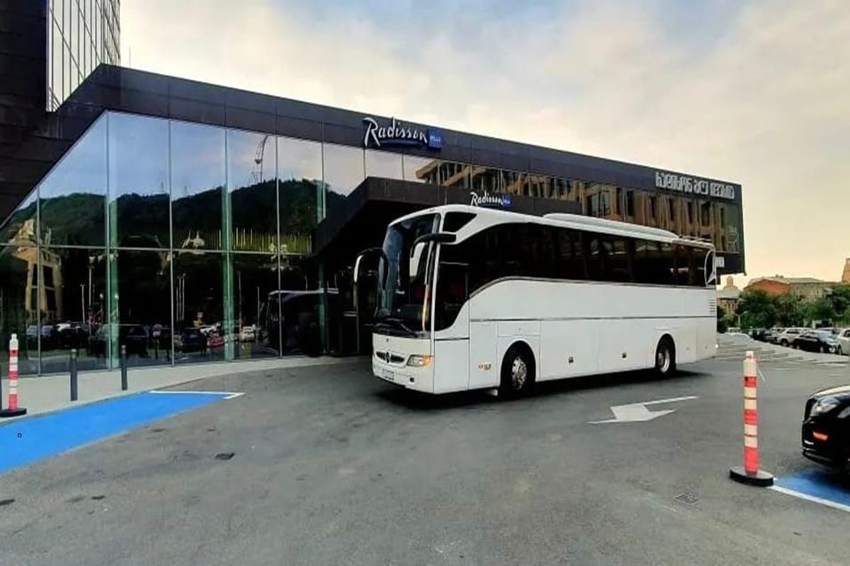 50 seater coach rental in Tbilisi near hotel for group transfer