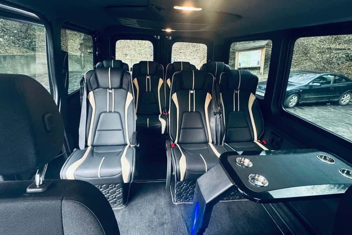 8 seater minibus interior in Tbilisi with comfortable seats