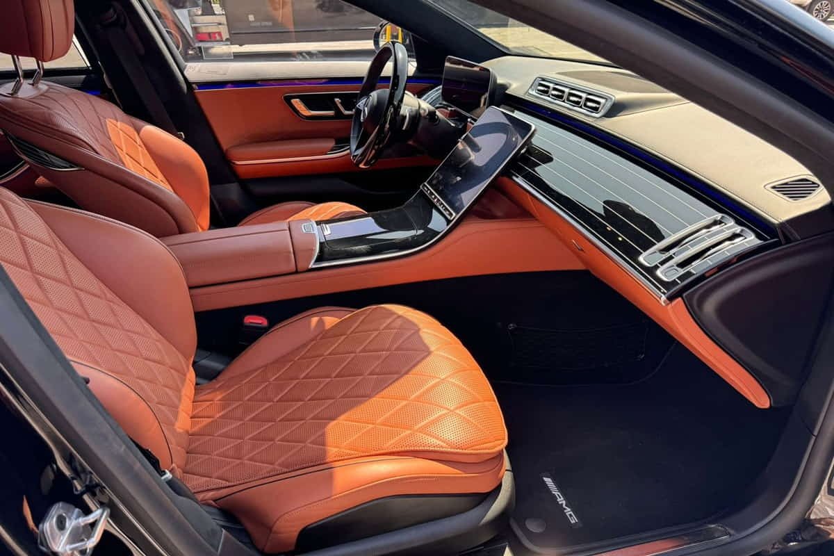 Mercedes S-Class front interior in Tbilisi luxury dashboard and seats