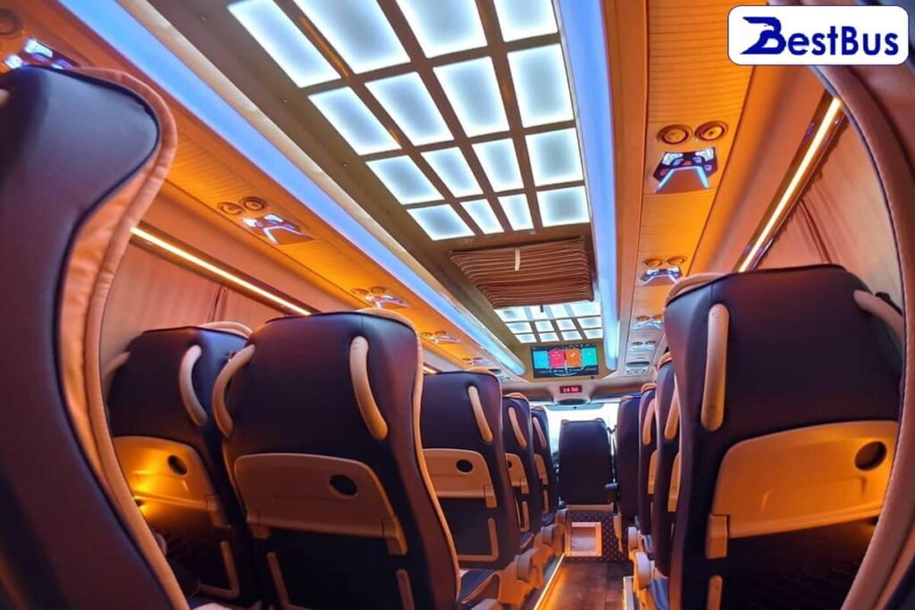 Minibus interior in Tbilisi with comfortable seats for group travel