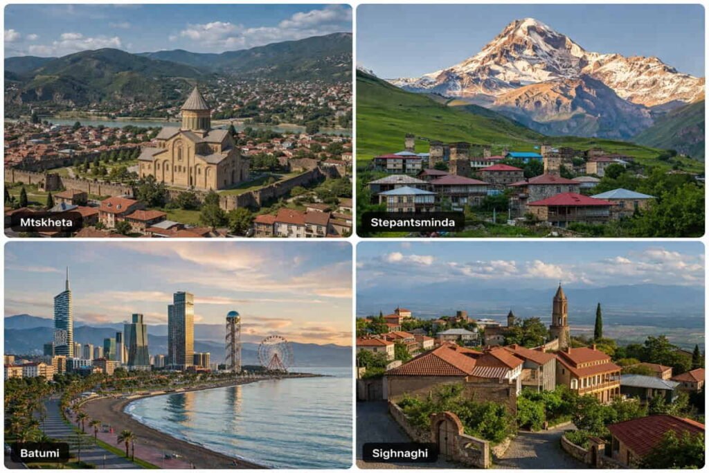 თბილისიდან პოპულარული ტურისტული ადგილებია მცხეთა, სტეფანწმინდა, ბაღუთი და სიღნაღი (საქართველო)