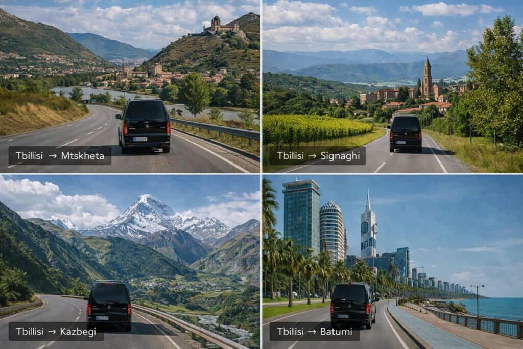 Popular minivan routes from Tbilisi to Mtskheta, Sighnaghi, Kazbegi and Batumi