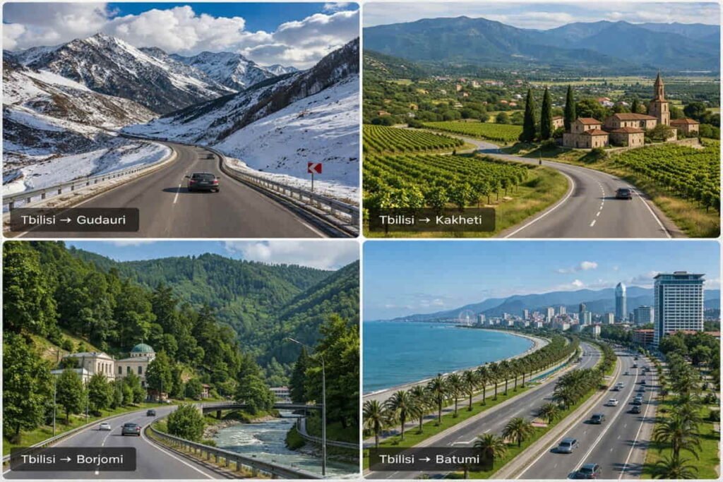Scenic road routes from Tbilisi to Gudauri Kakheti Borjomi and Batumi Georgia
